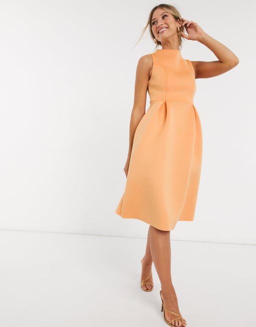 Asos design bow back midi sales prom dress