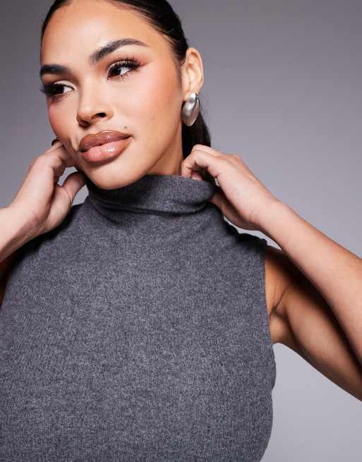 ASOS DESIGN high neck sleeveless top in charcoal, 3 of 4