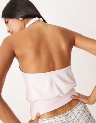 Asos Design High Neck Slinky Top With Cinch Waistband