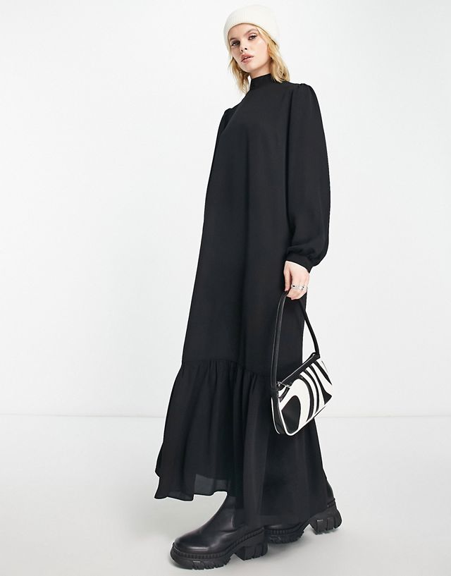 ASOS DESIGN high neck smock maxi dress in black