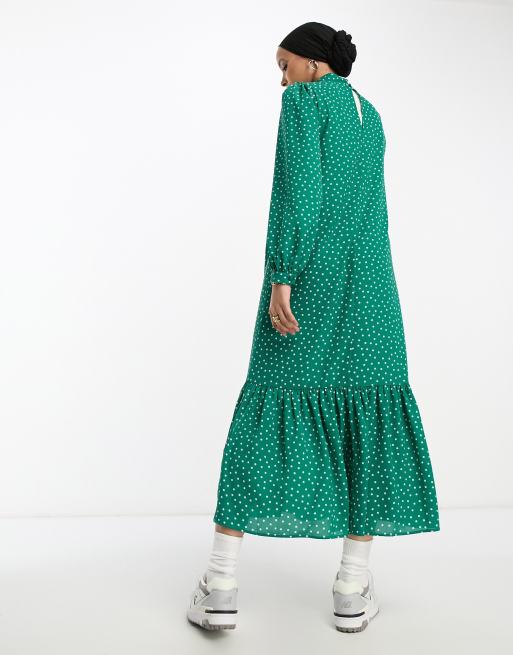 Asos green store spot dress