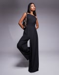 [ASOS DESIGN] ASOS DESIGN high neck structured jumpsuit with side splits in charcoal-Grey 4 CHARCOAL