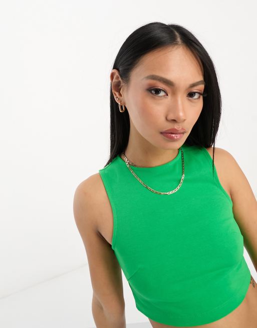 ASOS DESIGN high neck super crop tank top in bright green