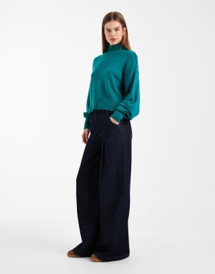 Asos Design High Neck Sweater In Green