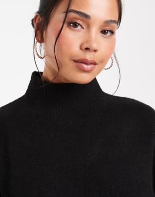 Asos Design High Neck Sweater With Raglan Detail In Black