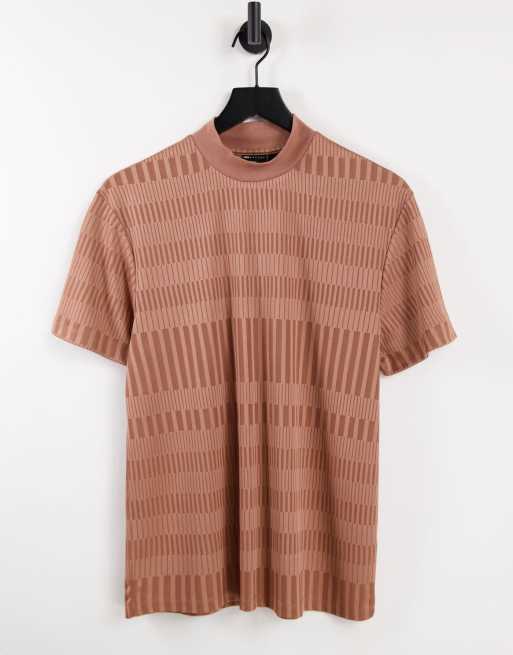 ASOS DESIGN high neck t-shirt in orange rib