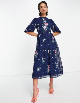 asos embroidered midi dress