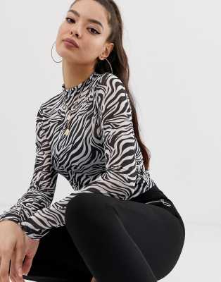 sheer zebra top