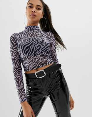 Sheer zebra store print top