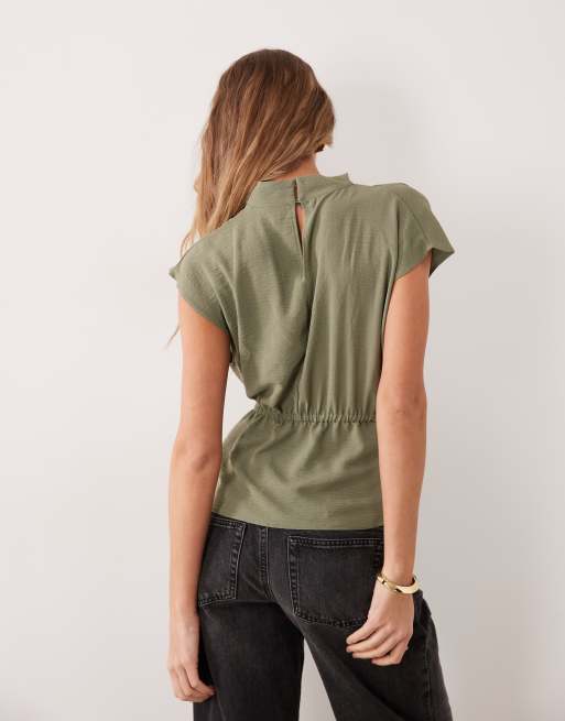 ASOS DESIGN high neck top with belt in khaki set, 4 of 4