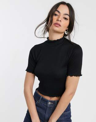 Край топа. Черный топ в рубчик ASOS. Топ женский черный в рубчик. Черный топ с воротником. Черный топ с воротником стойкой.