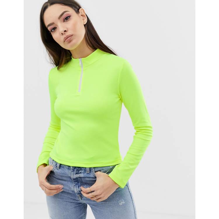 High neck top sales with zip