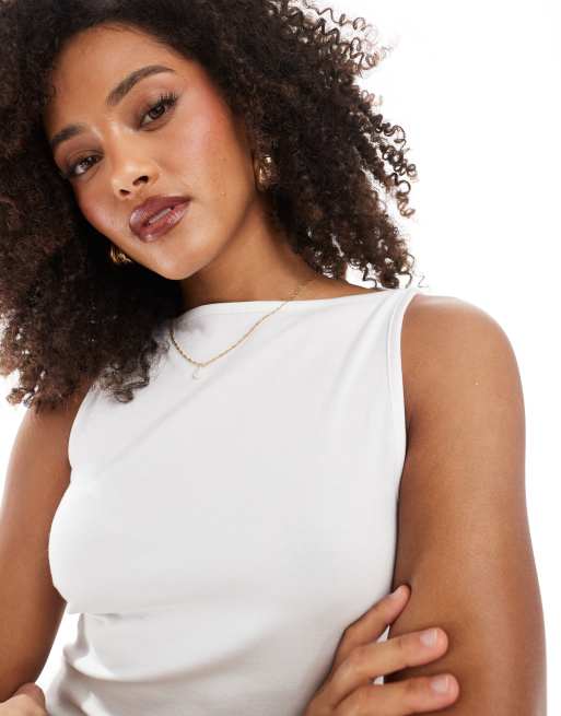 ASOS DESIGN high neck vest in white, 3 of 4