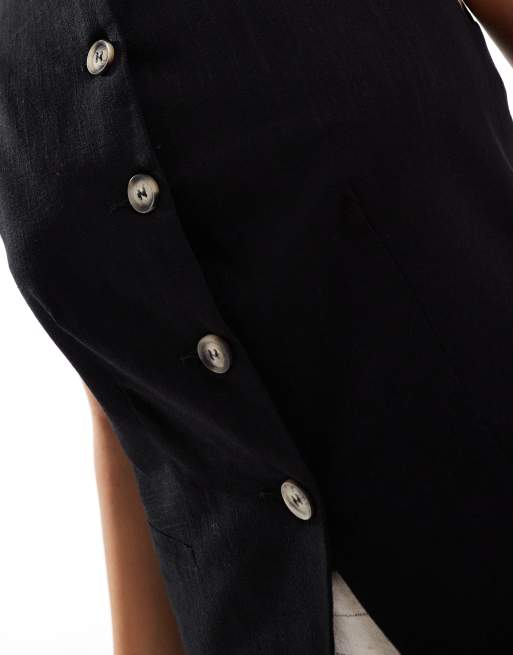 ASOS DESIGN high neck waistcoat in black, 4 of 4