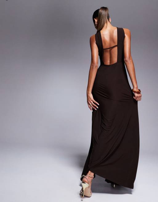 ASOS DESIGN high neck with sheer godet inserts midaxi dress