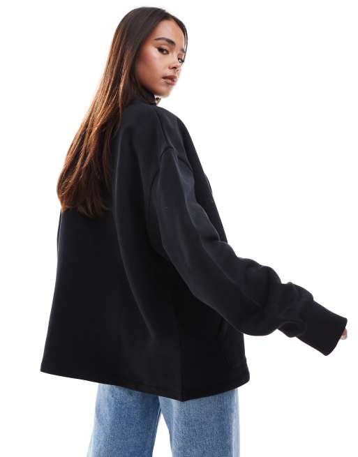 ASOS DESIGN high neck zip up sweatshirt in black ASOS