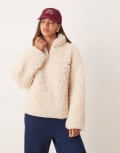 [ASOS DESIGN] ASOS DESIGN high pile borg zip through fleece in cream-White M CREAM