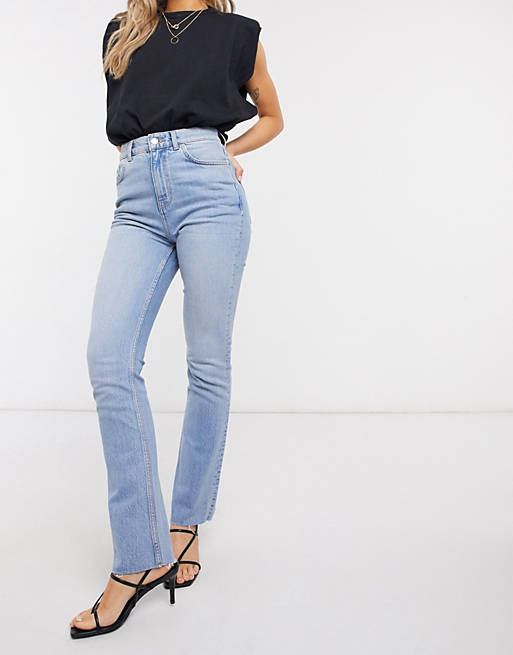  high rise '70's' stretch flare jeans in lightwash 