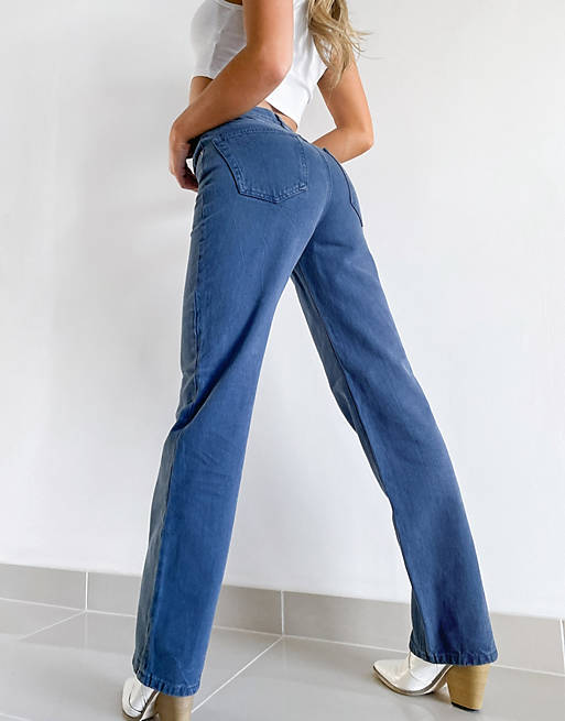 Jeans high rise '90's' straight leg jeans in washed navy 