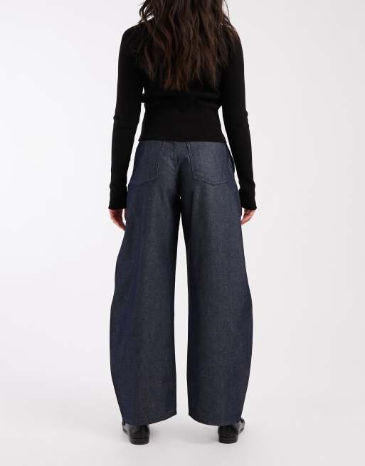 ASOS DESIGN high rise barrel jeans with seam detailing in rinse, 2 of 5
