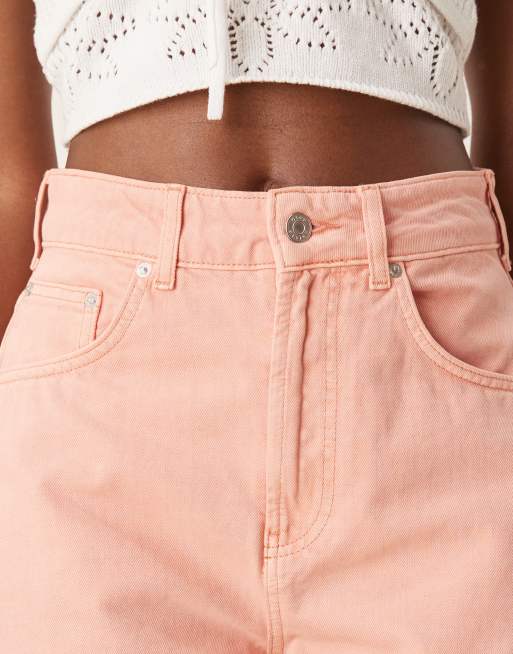 ASOS DESIGN high rise barrel leg jeans in soft apricot, 3 of 5