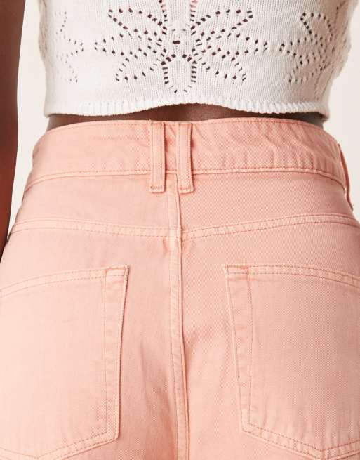 ASOS DESIGN high rise barrel leg jeans in soft apricot, 4 of 5