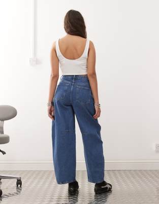 ASOS DESIGN HIGH RISE BARREL LEG JEANS WITH BUTTON FLY 