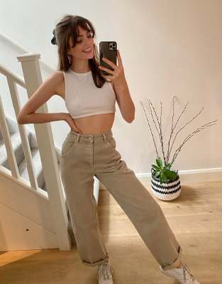 high waisted carpenter jeans