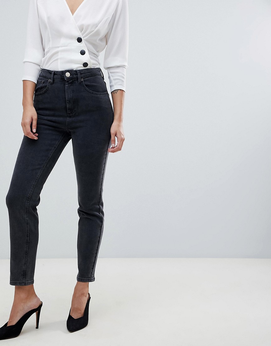 high rise Farleigh slim fit mom jeans in washed black