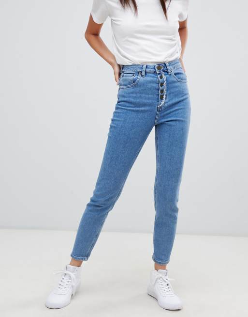 ASOS DESIGN high rise farleigh 'slim' mom jeans in aged light stonewash ...