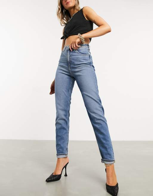 ASOS DESIGN high rise farleigh 'slim' mom in midwash ASOS