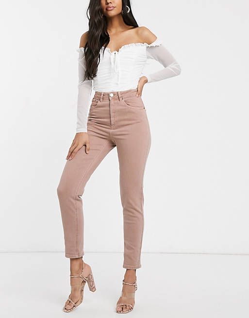 ASOS DESIGN high rise farleigh 'slim' mom jeans in dusty pink
