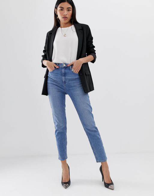 ASOS DESIGN high rise farleigh 'slim' mom jeans in light stone wash, 4 of 4
