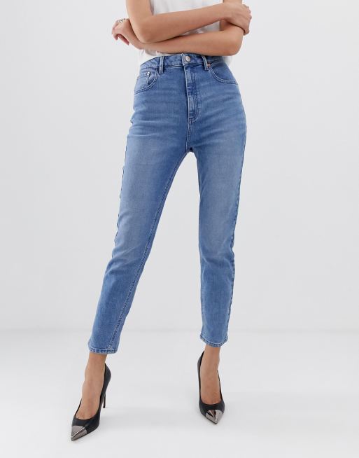 Asos Jameson High Waist Denim Jeggings In Distressed Light Wash