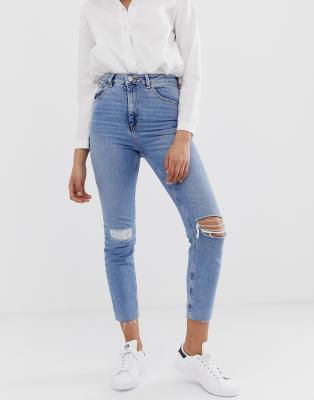 skinny ripped mom jeans