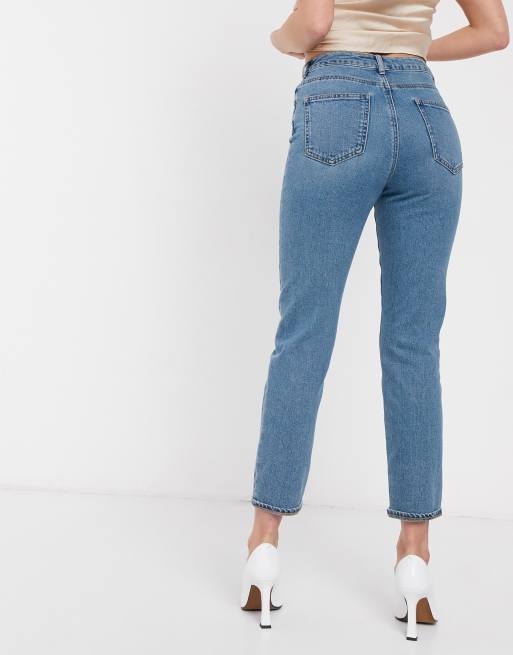ASOS DESIGN high rise farleigh 'slim' mom jeans in mid vintage wash, 2 of 4