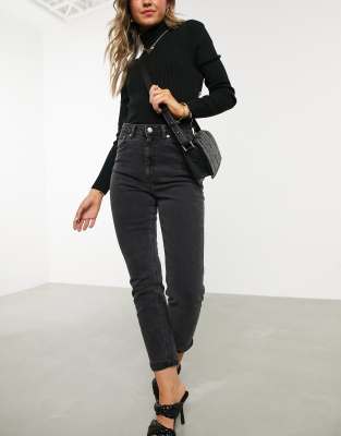 womens black ripped mom jeans