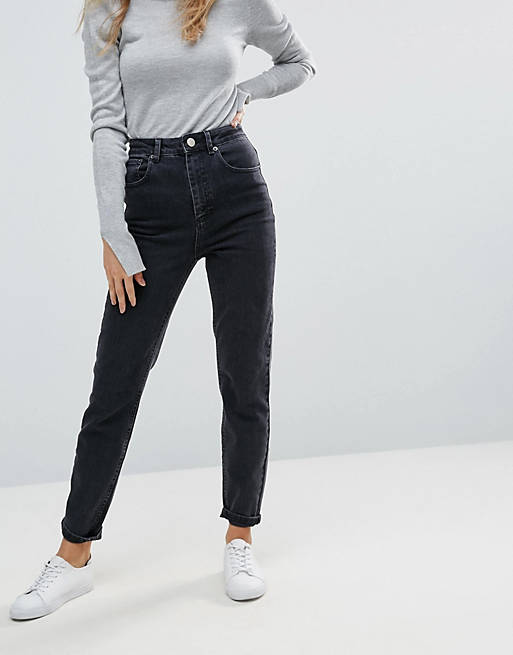 ASOS DESIGN high rise farleigh 'slim' mom jeans in washed black