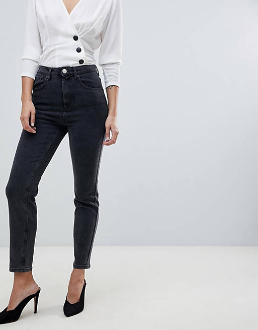 ASOS DESIGN high rise farleigh 'slim' mom jeans in washed black