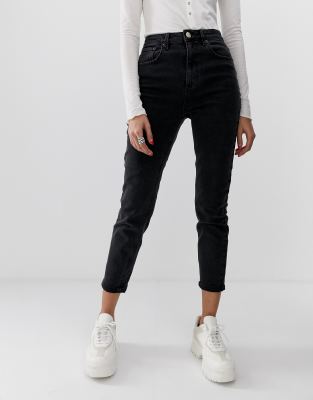 high rise mom jeans black