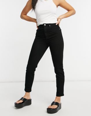 High Rise Farleigh Mom Jeans In Clean Black