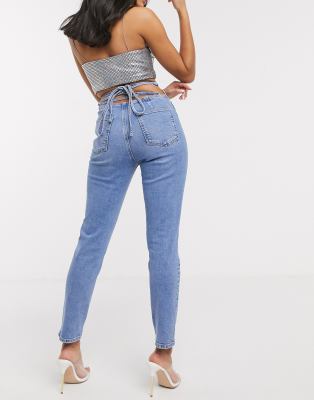 back lace up jeans