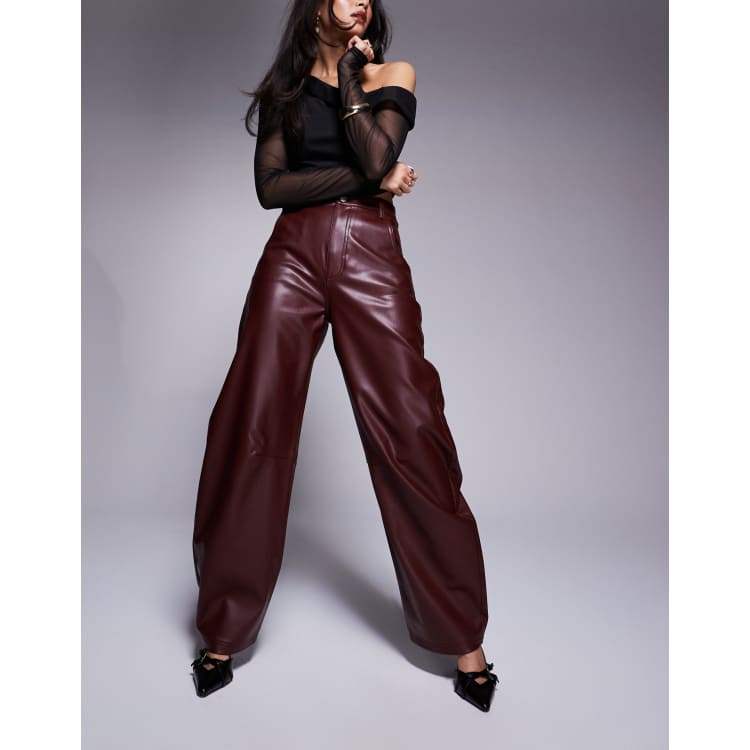 パンツ Ganni Burgundy Wide-Leg Utility Pants With Elasticated Ganni Wide-leg jeans for Women | Online Sale up to 50% off