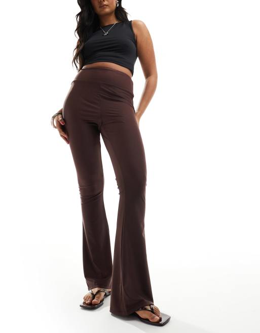 Bershka flared pants with seam detail in beige, ASOS