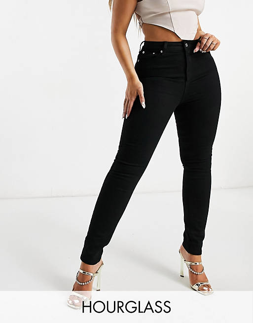 ASOS DESIGN high rise 'lift and contour' skinny jeans in clean black