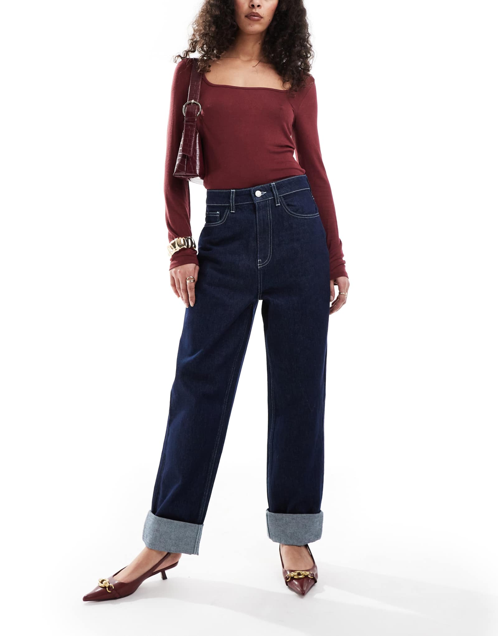 Джинсы ASOS DESIGN high rise mom jean в стирке с полосканием