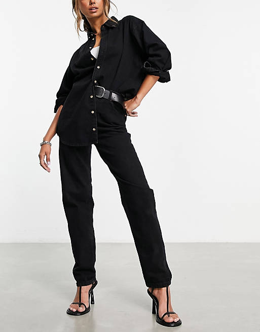 ASOS DESIGN high rise 'original' mom jeans in black