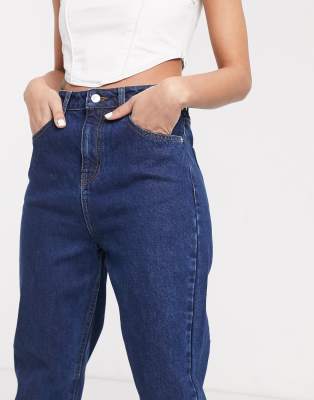 high waisted dark wash mom jeans