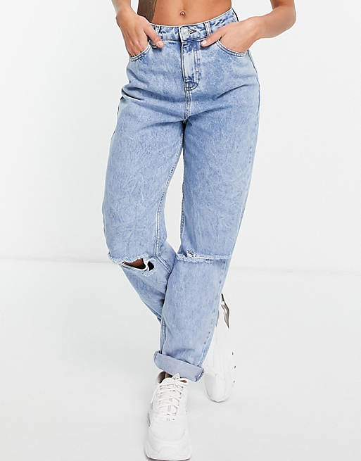  high rise 'original' mom jeans in lightwash with rips 