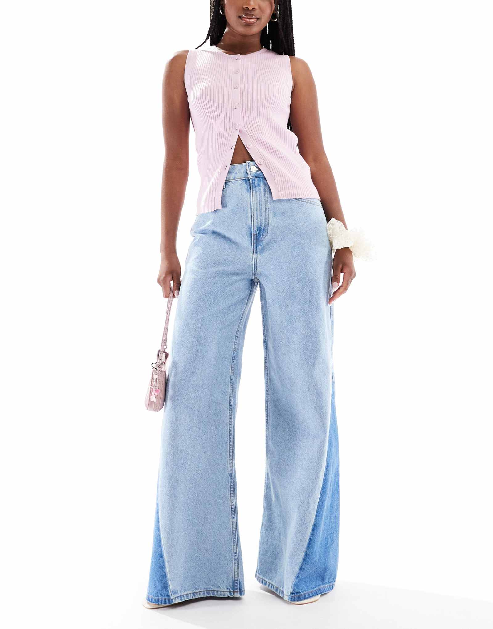  ДИЗАЙНЕРСКИЕ джинсы палаццо с высокой посадкой от ASOS с разрезами и заниженным низом